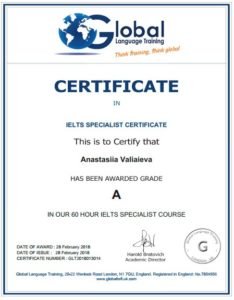 Сертификат IELTS Teaching