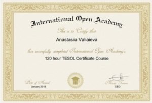 Сертификат TESOL